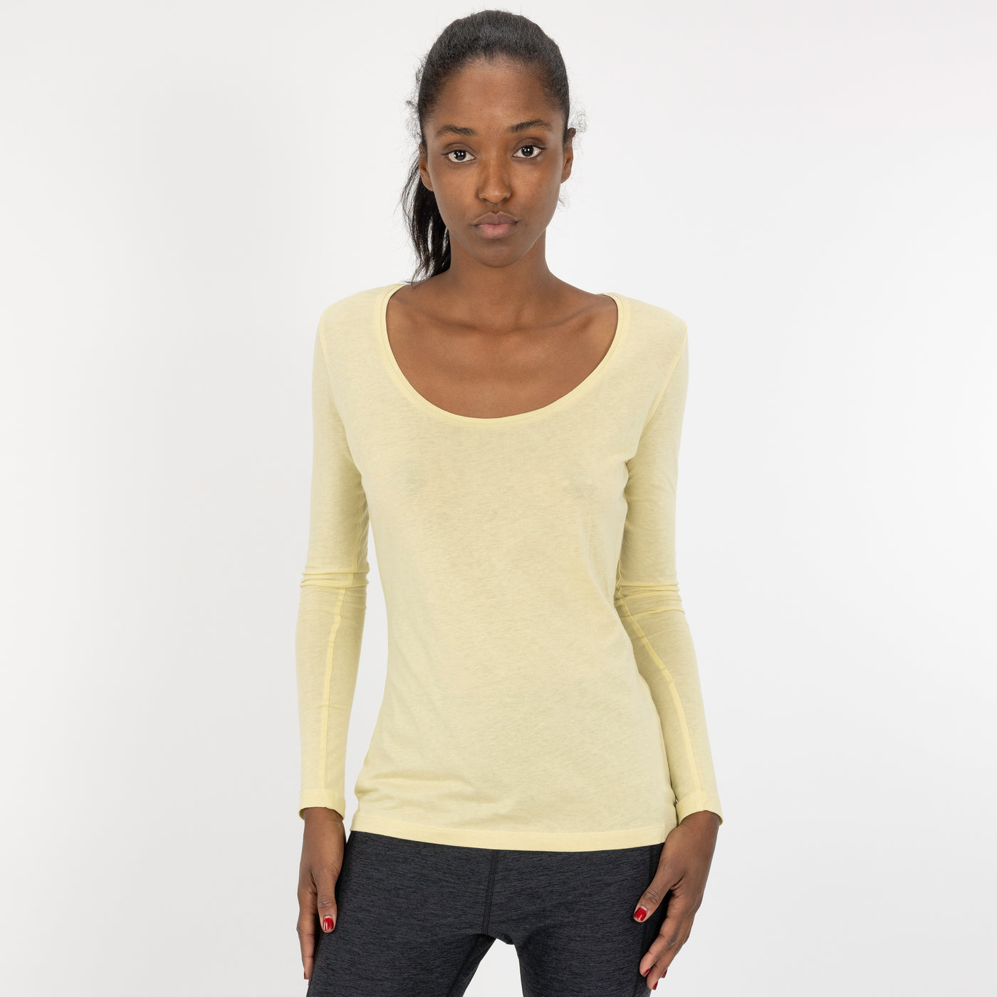 Fine Jersey Scoop Neck Long Sleeve - Dusty Yellow