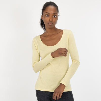 Fine Jersey Scoop Neck Long Sleeve - Dusty Yellow