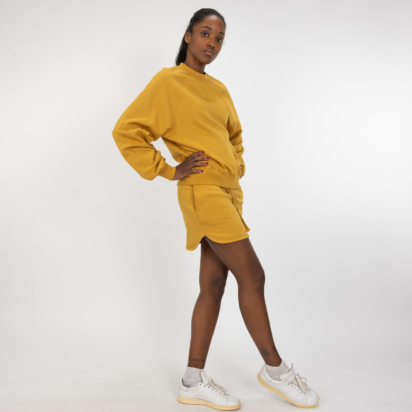 Womens Oversized Raglan Fleece Crew Sweatshirt - Honey Mustard