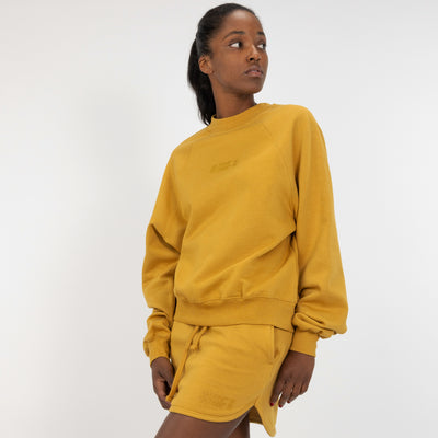 Womens Oversized Raglan Fleece Crew Sweatshirt - Honey Mustard