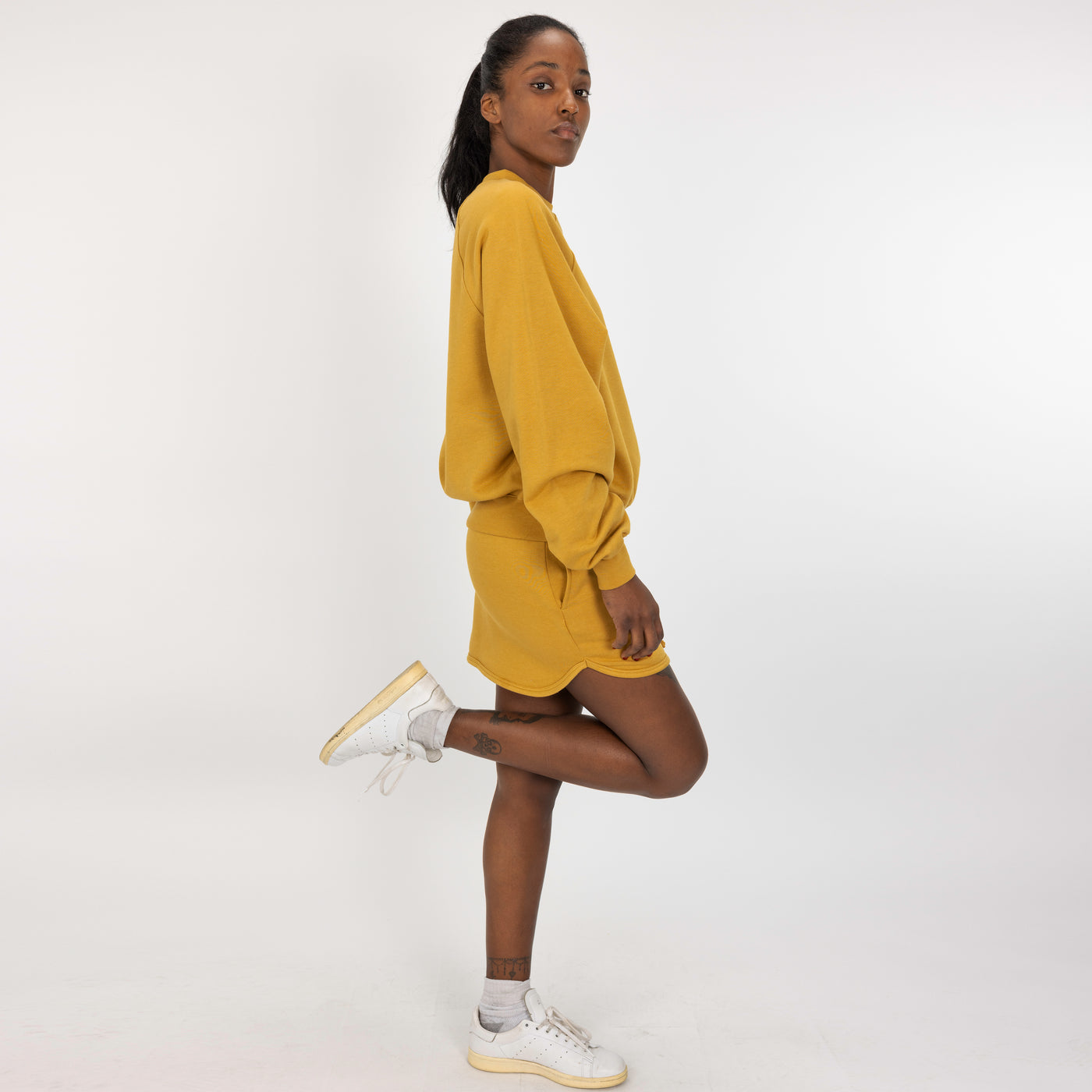 Womens Fleece Straight Mini Skirt - Honey Mustard