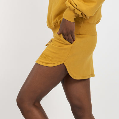 Womens Fleece Straight Mini Skirt - Honey Mustard