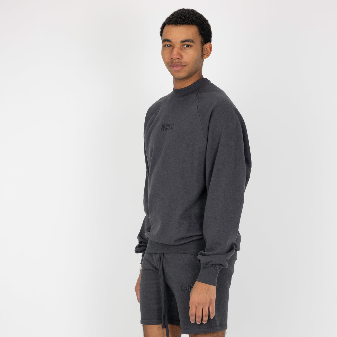 Mens Oversized Raglan Fleece Crew Sweatshirt - Woodland Grey