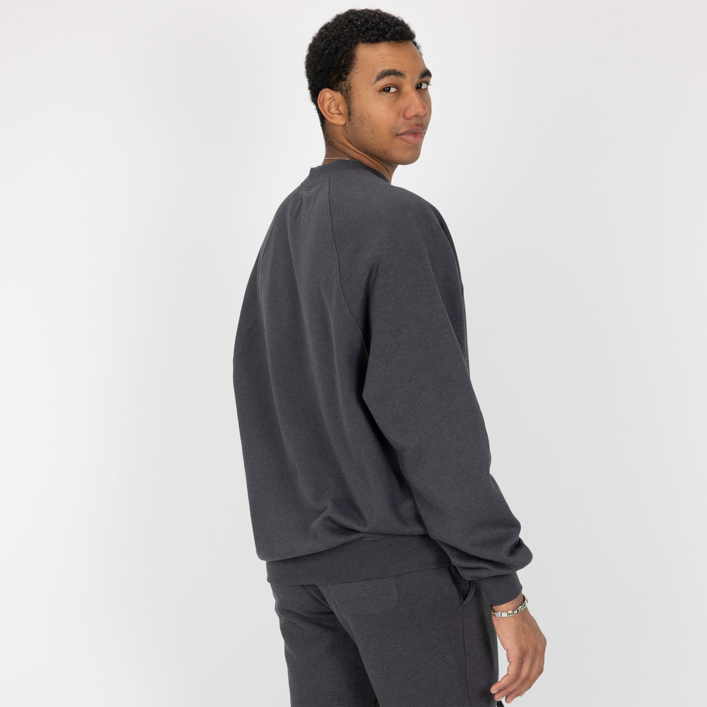 Mens Oversized Raglan Fleece Crew Sweatshirt - Woodland Grey