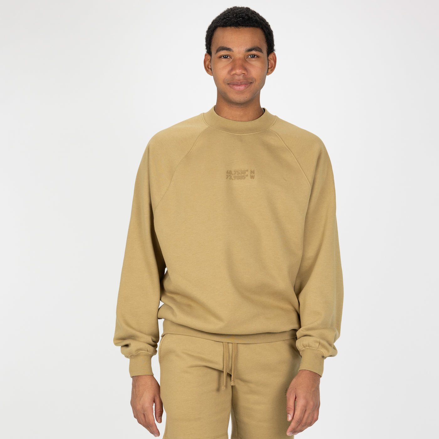 Mens Oversized Raglan Fleece Crew Sweatshirt - Fennel Seed