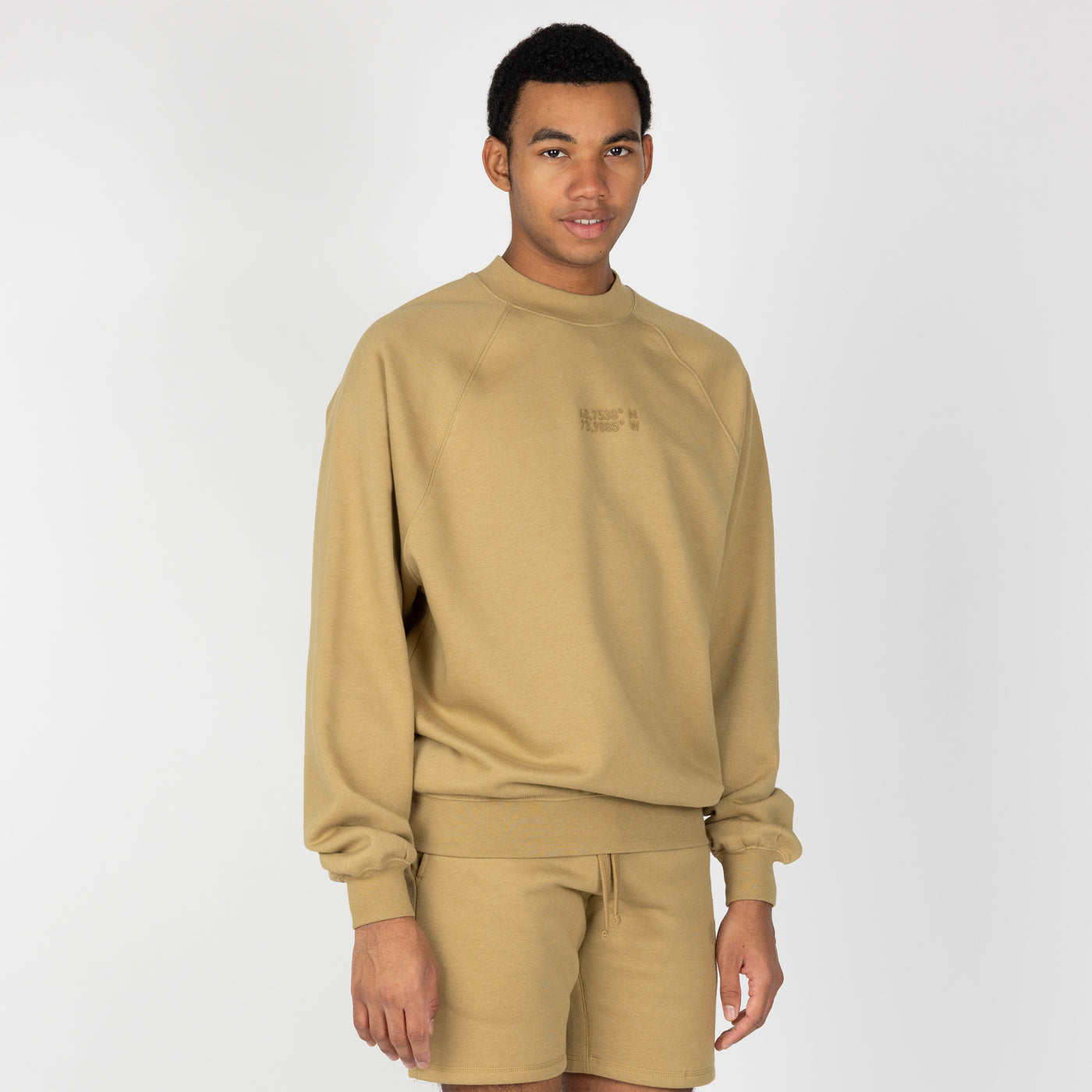 Mens Oversized Raglan Fleece Crew Sweatshirt - Fennel Seed