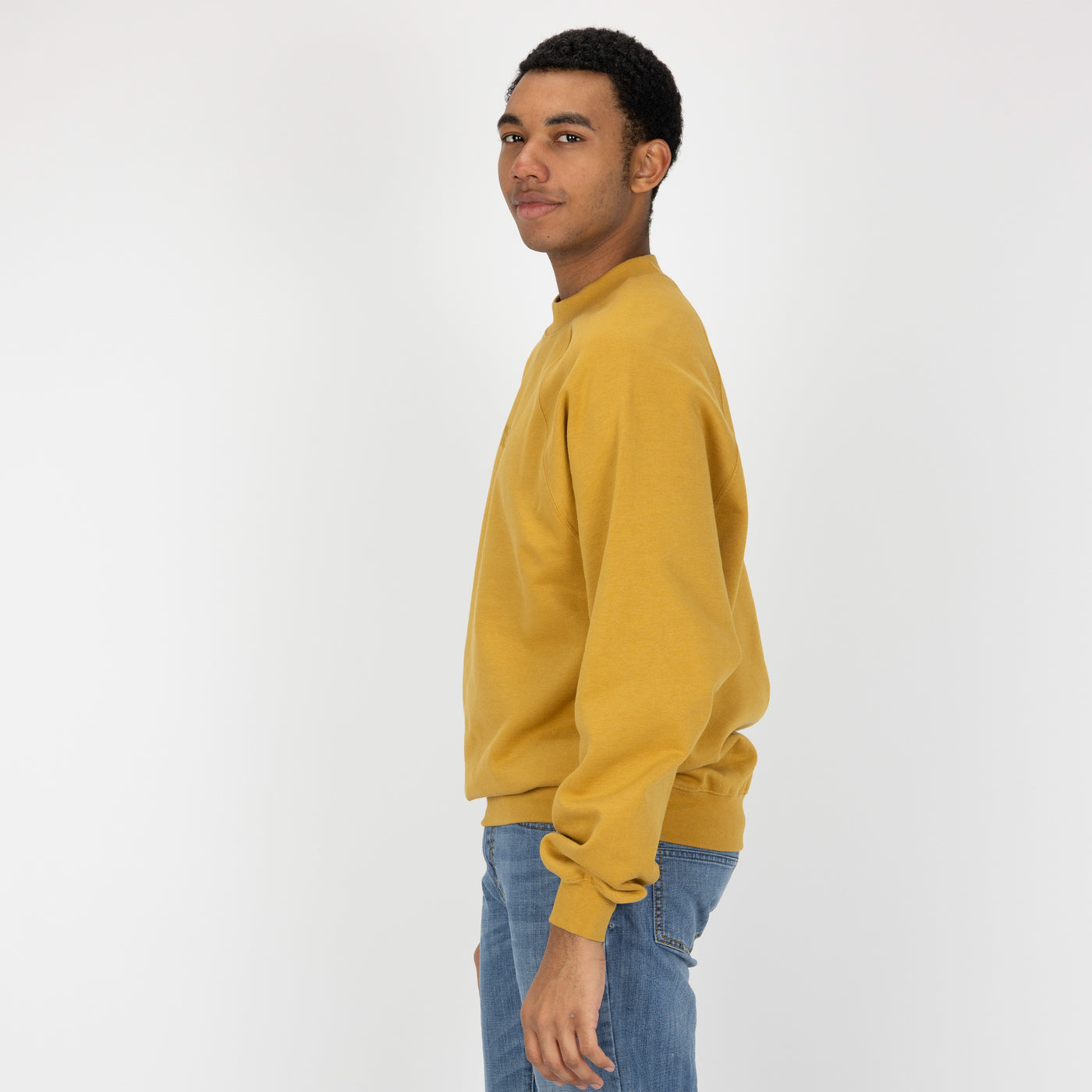 Mens Oversized Raglan Fleece Crew Sweatshirt - Honey Mustard