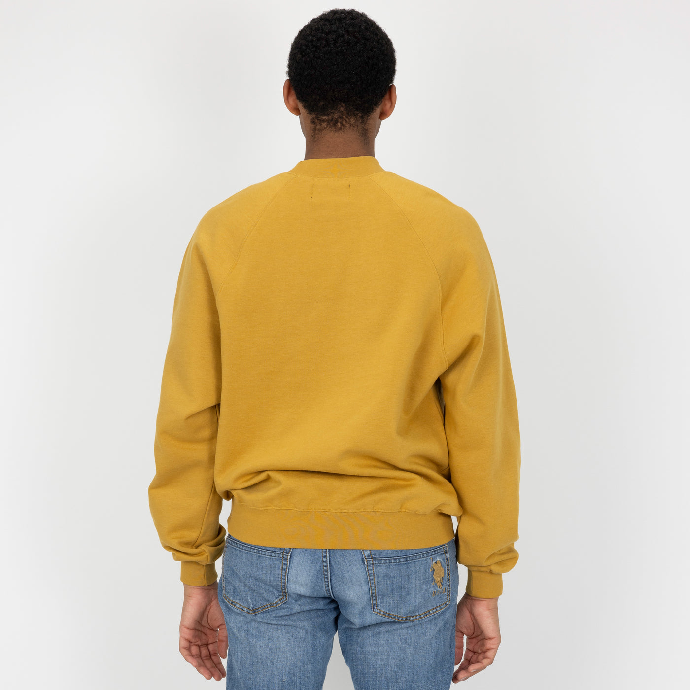 Mens Oversized Raglan Fleece Crew Sweatshirt - Honey Mustard