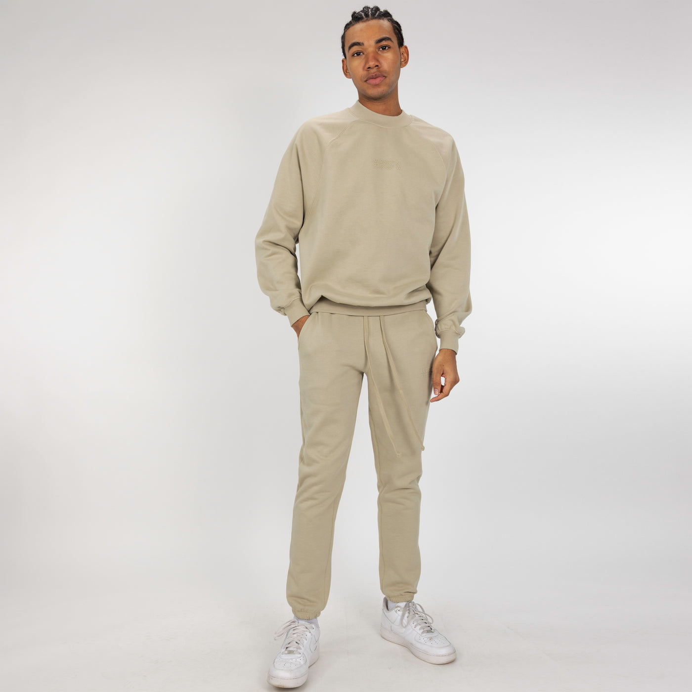 Mens Oversized Raglan Fleece Crew Sweatshirt - Oatmeal