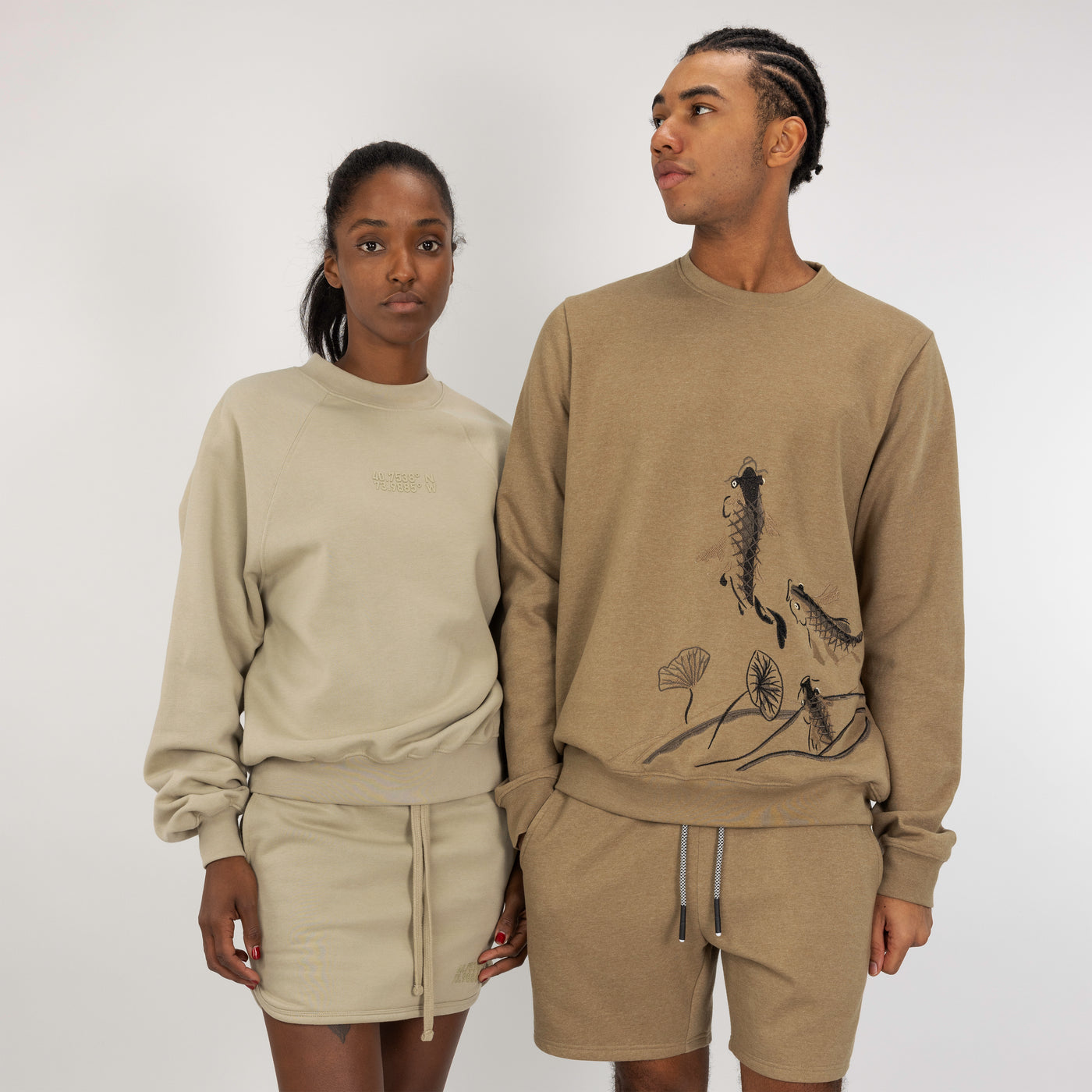 Mens Oversized Raglan Fleece Crew Sweatshirt - Oatmeal