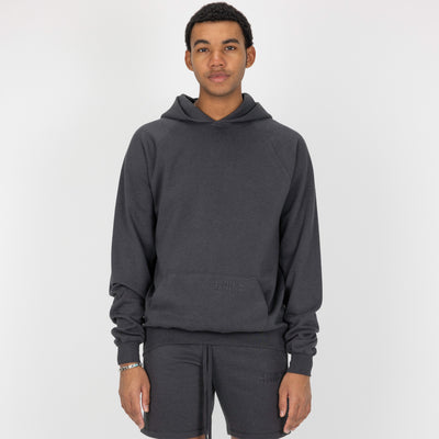 Mens Oversized Raglan Fleece Hoodie - Woodland Grey