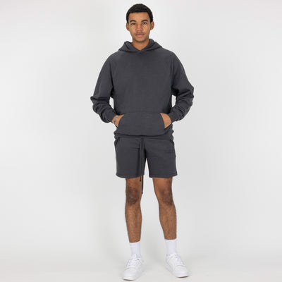 Mens Oversized Raglan Fleece Hoodie - Woodland Grey