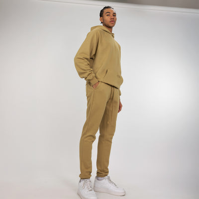 Mens Oversized Raglan Fleece Hoodie - Fennel Seed