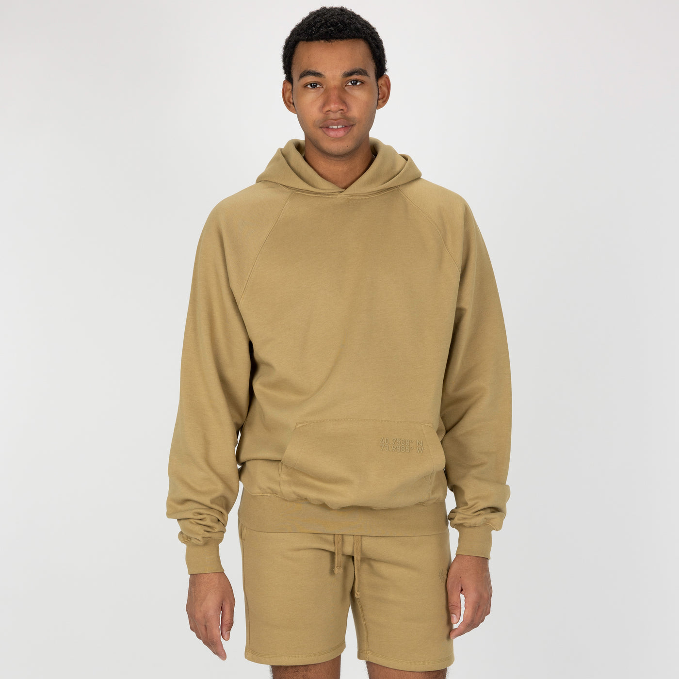 Mens Oversized Raglan Fleece Hoodie - Fennel Seed