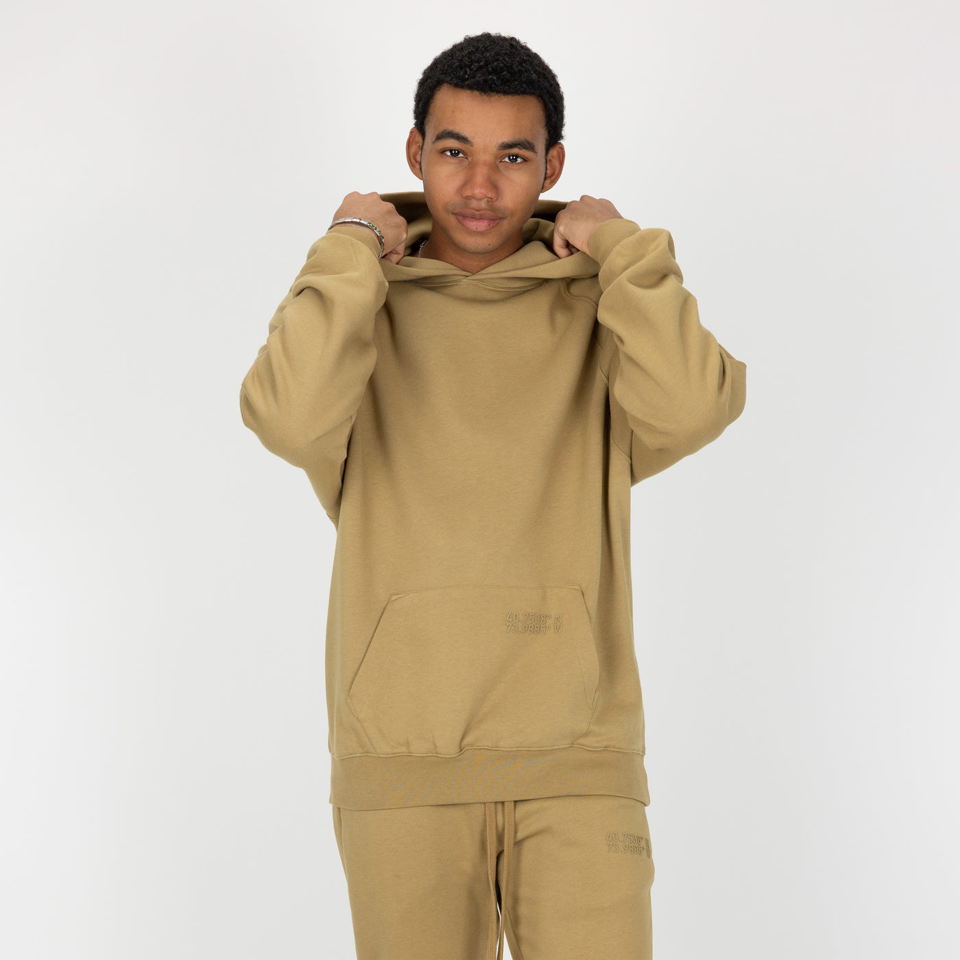 Mens Oversized Raglan Fleece Hoodie - Fennel Seed