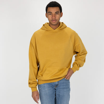 Mens Oversized Raglan Fleece Hoodie - Honey Mustard