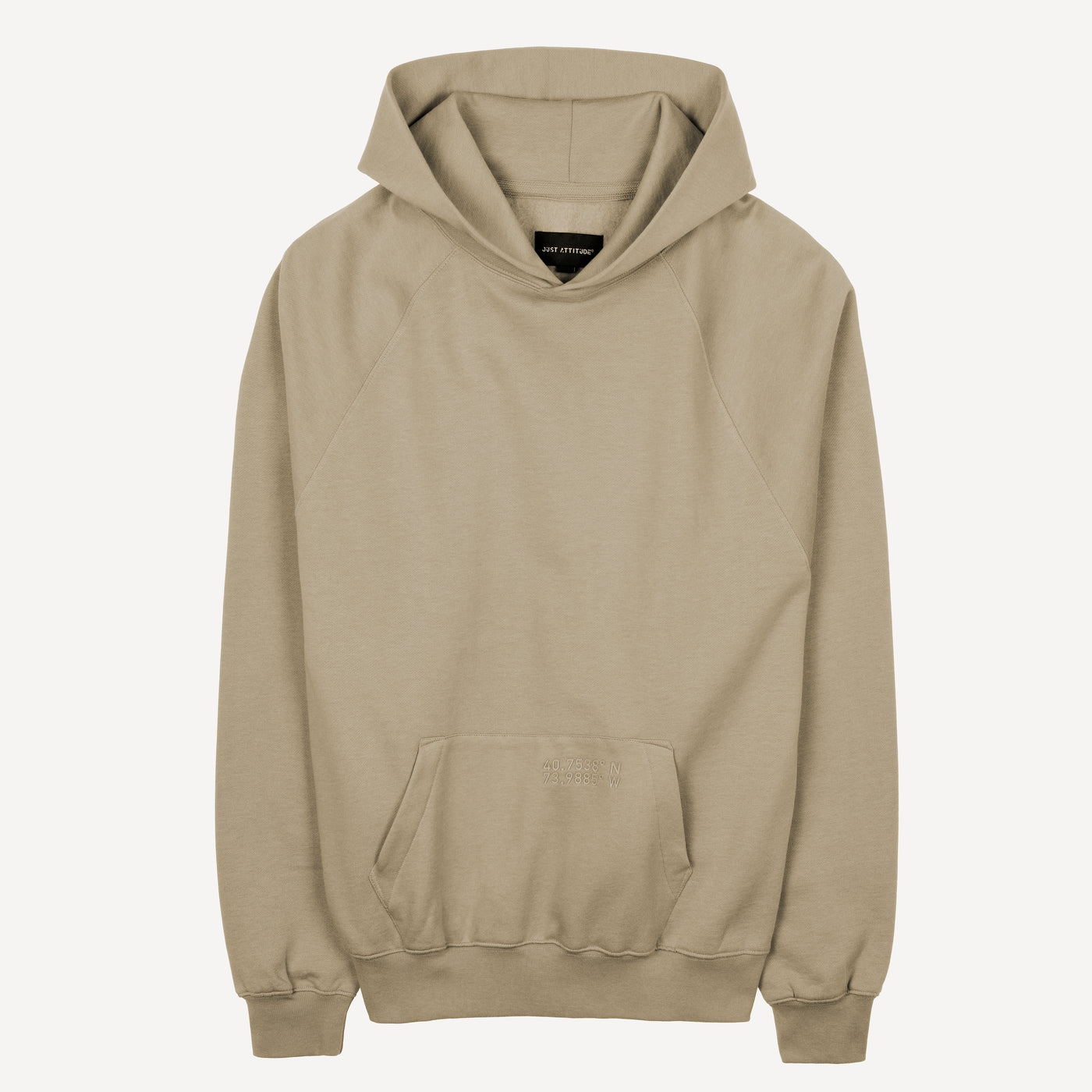 Mens Oversized Raglan Fleece Hoodie - Oatmeal