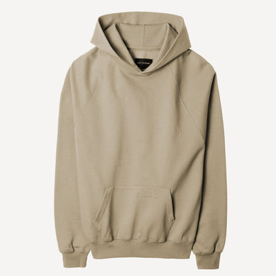 Mens Oversized Raglan Fleece Hoodie - Oatmeal