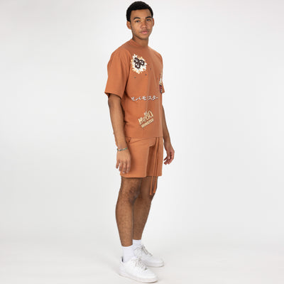 Mens Fleece Shorts - Amber Brown