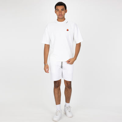 Premium Heavy Cotton Boxy Fit Embroidered Icon Tee - White / Octopus Icon