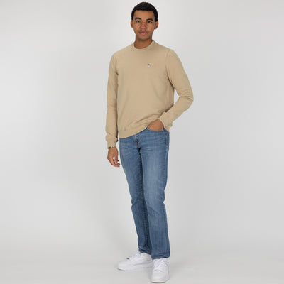 Crewneck Pullover Sweatshirt with Embroidered Icon - Fields Of Rye / Hot Takeout