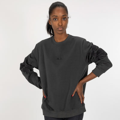 Embroidered Front Sweatshirt  - Charcoal / Kanji Rise Up