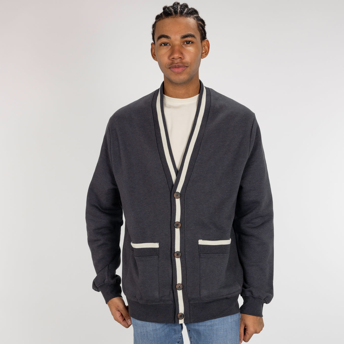 Gender Neutral Fleece Cardigan - Woodland Grey