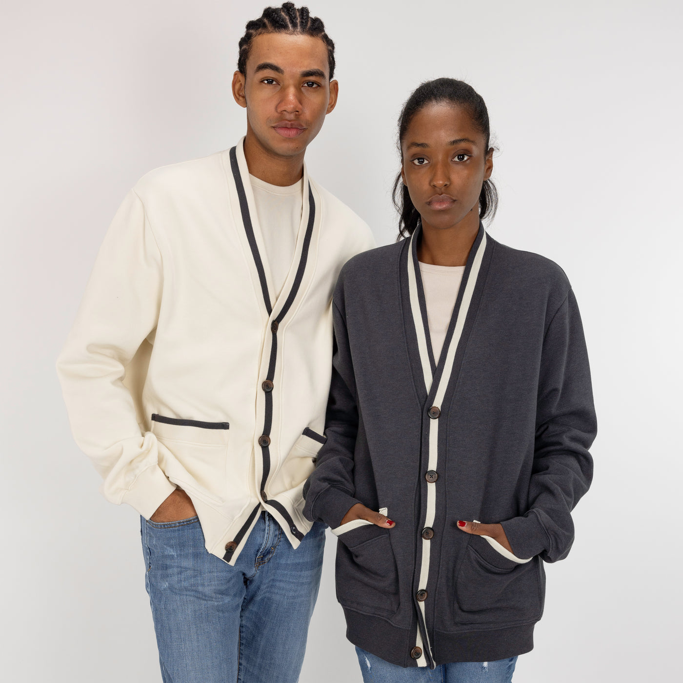 Gender Neutral Fleece Cardigan - Woodland Grey