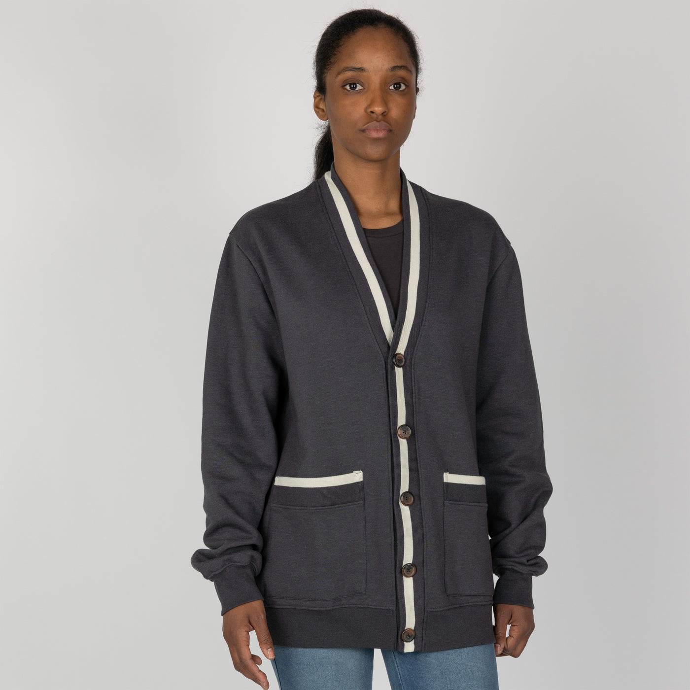 Gender Neutral Fleece Cardigan - Woodland Grey