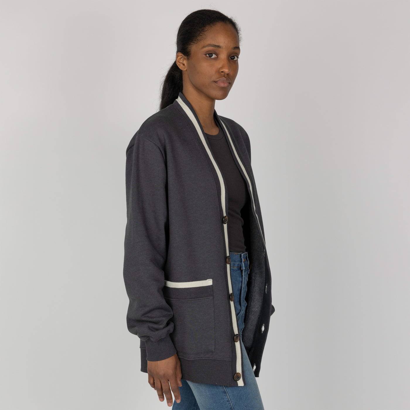 Gender Neutral Fleece Cardigan - Woodland Grey