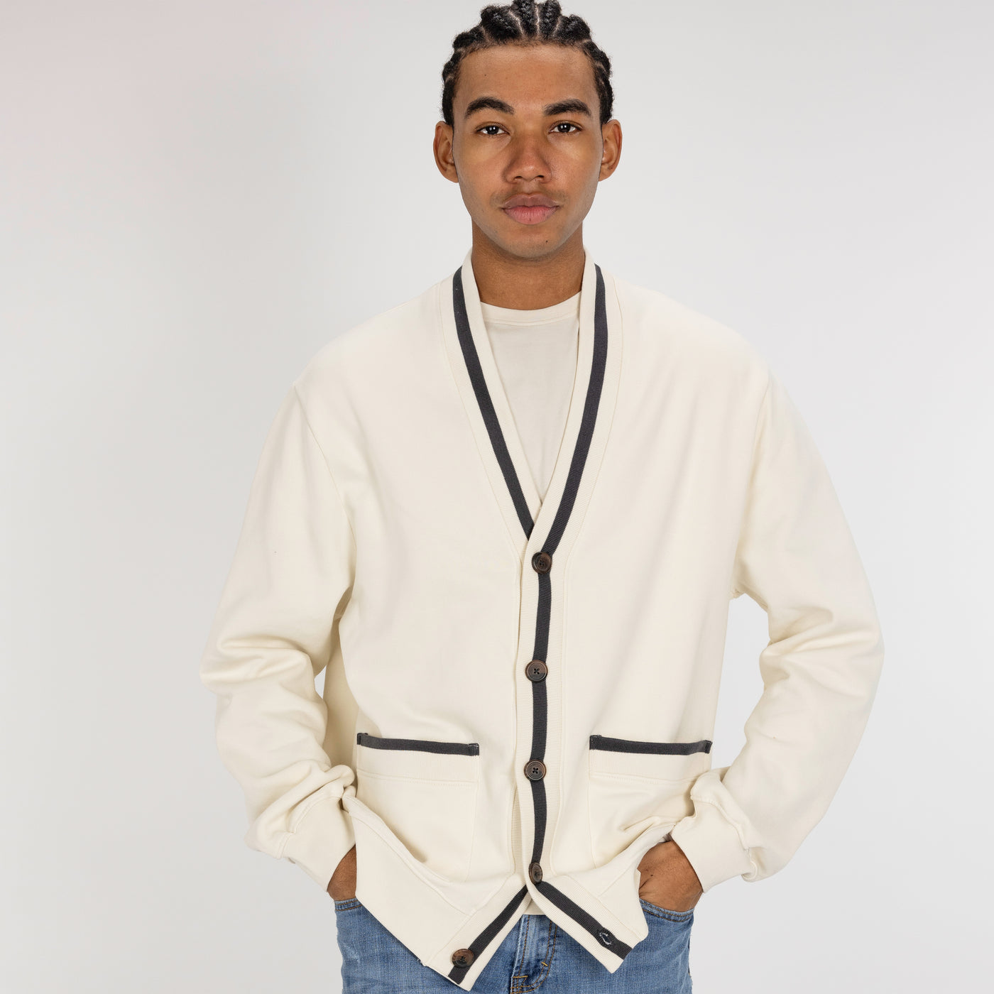 Gender Neutral Fleece Cardigan - Tofu