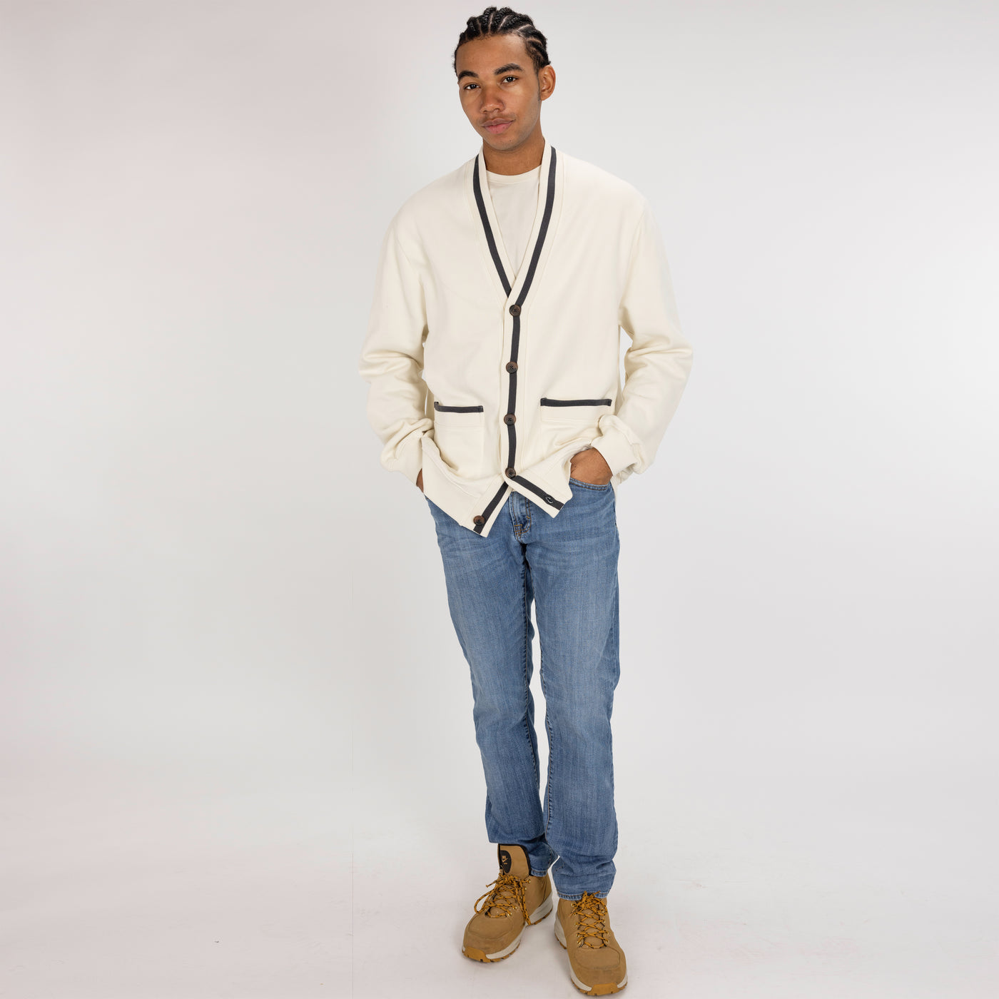 Mens Fleece Cardigan - Tofu