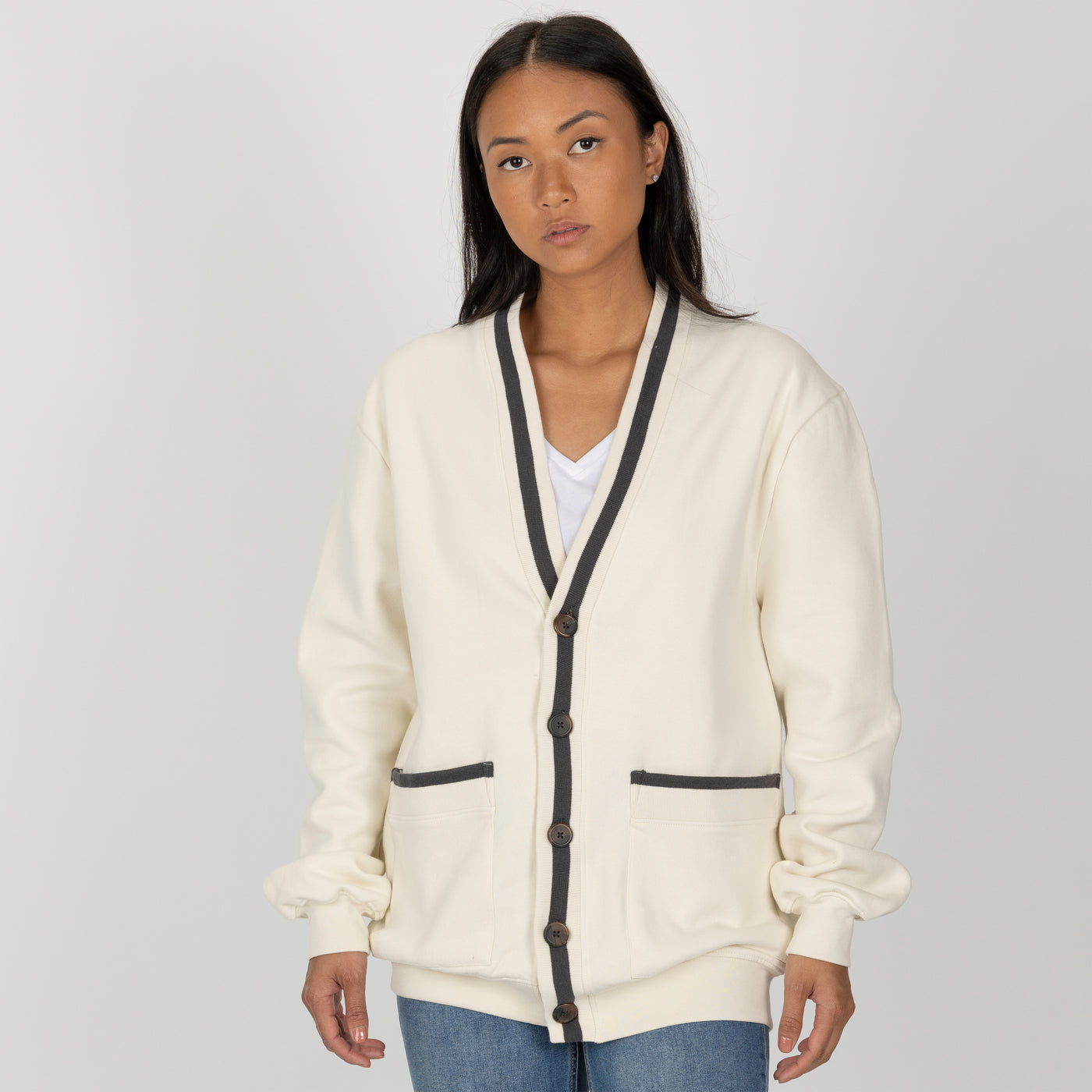 Gender Neutral Fleece Cardigan - Tofu