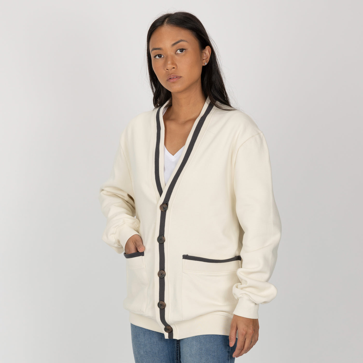 Gender Neutral Fleece Cardigan - Tofu