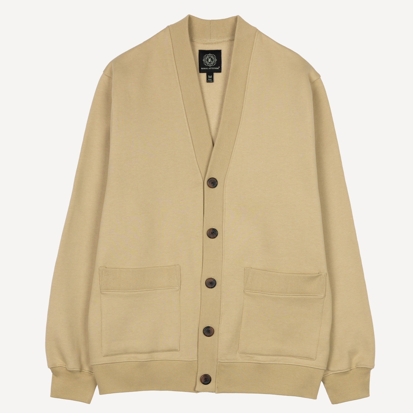 Mens Fleece Cardigan - Pale Khaki