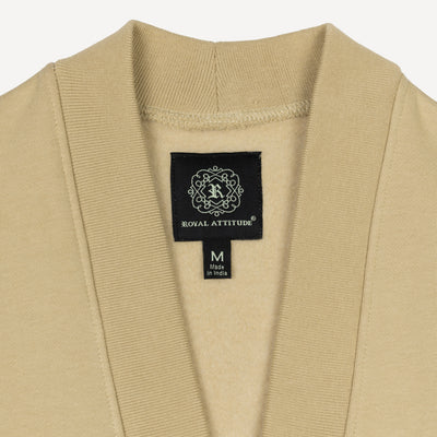 Gender Neutral Fleece Cardigan - Pale Khaki