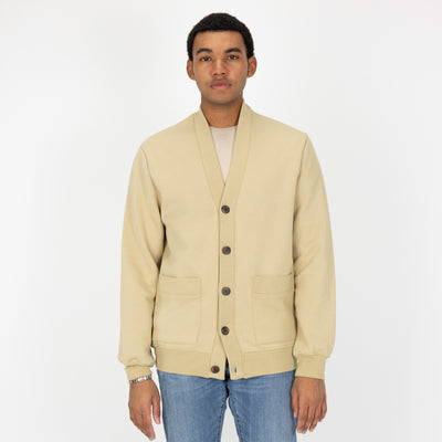 Mens Fleece Cardigan - Pale Khaki