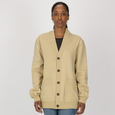 Gender Neutral Fleece Cardigan - Pale Khaki