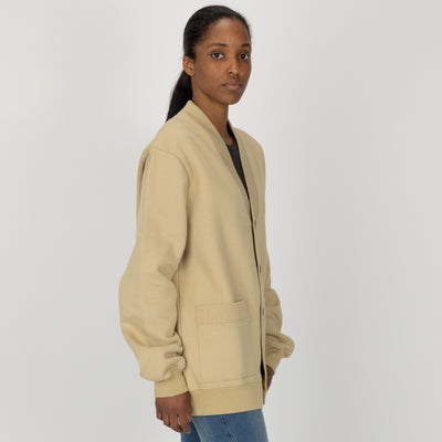 Gender Neutral Fleece Cardigan - Pale Khaki