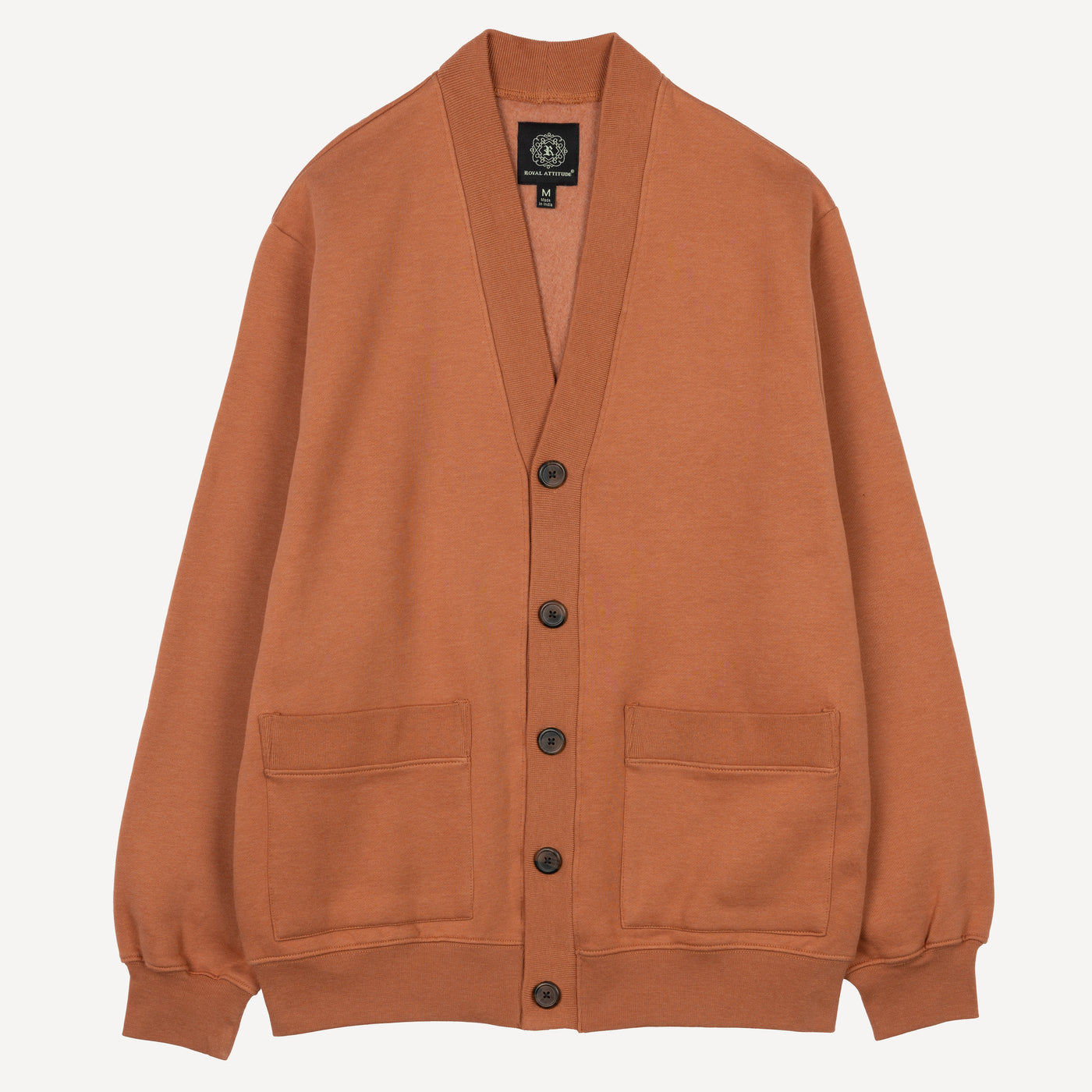 Gender Neutral Fleece Cardigan - Amber Brown