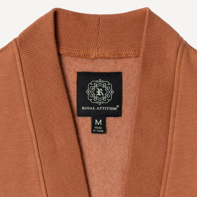 Mens Fleece Cardigan - Amber Brown