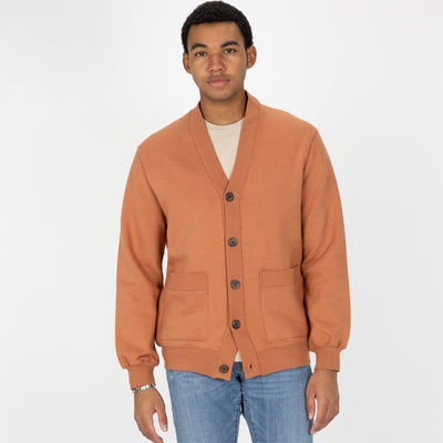 Mens Fleece Cardigan - Amber Brown