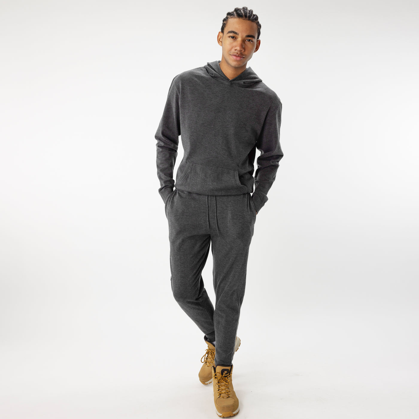 Sweater Knit Hoodie - Charcoal