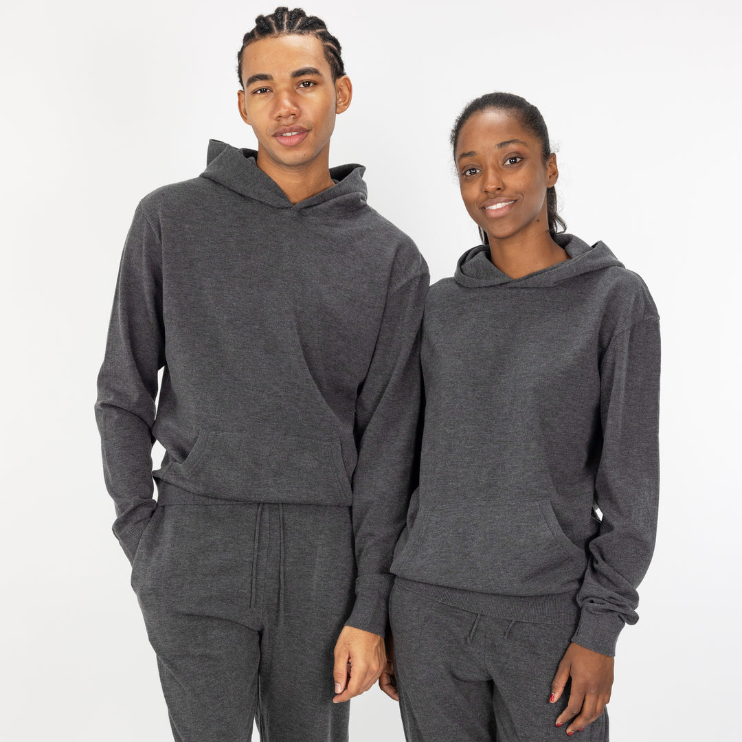 Mens Sweater Knit Hoodie - Charcoal – Ravelheart