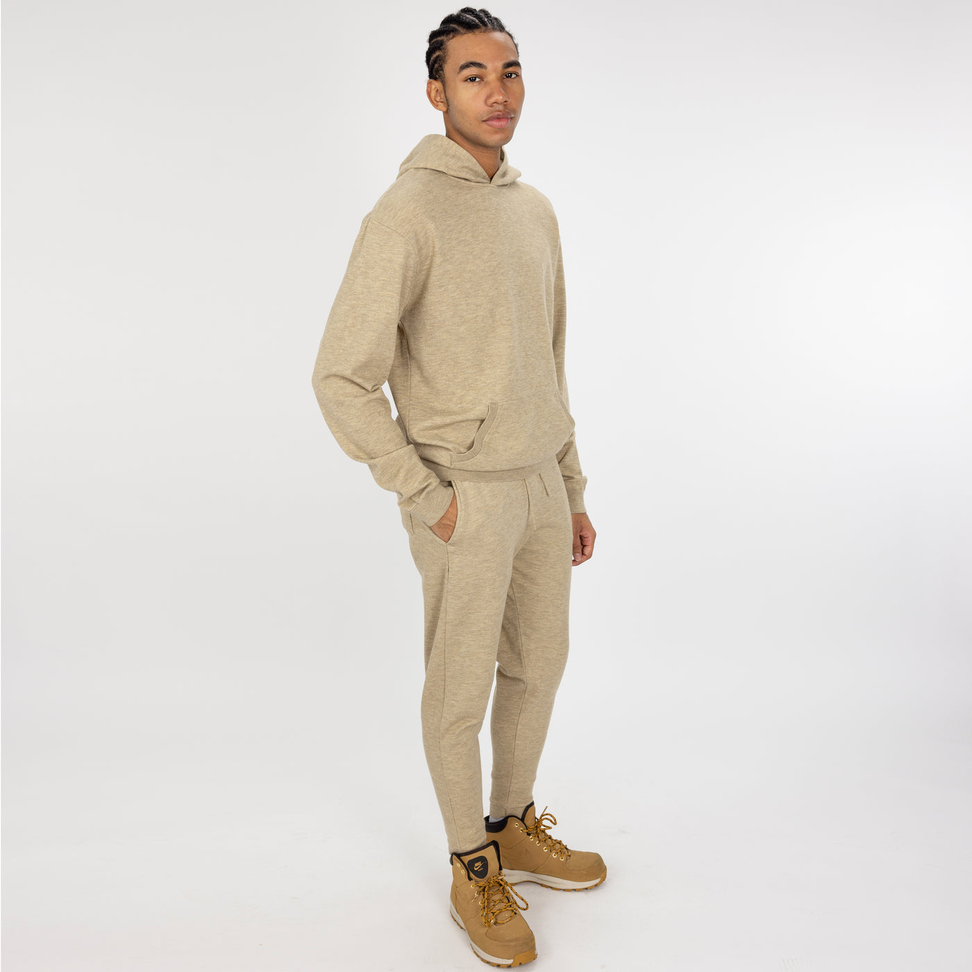 Sweater Knit Hoodie - Camel