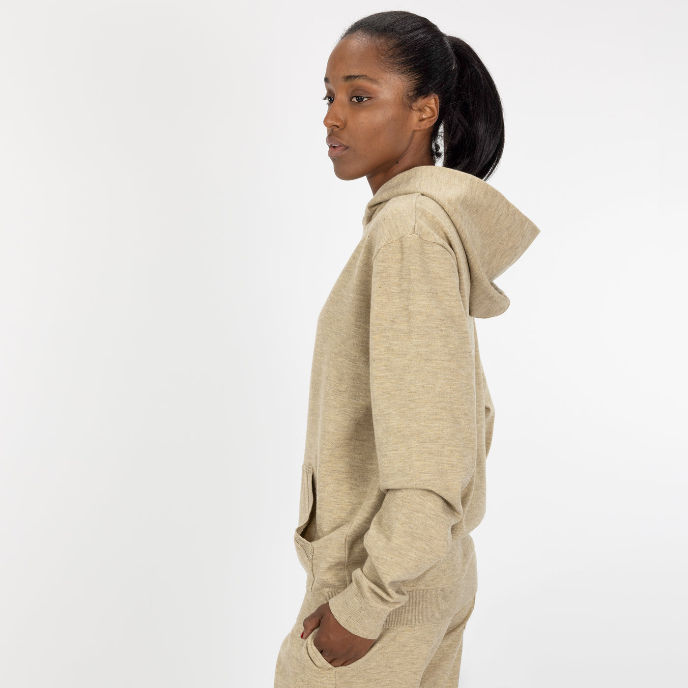 Sweater Knit Hoodie - Camel