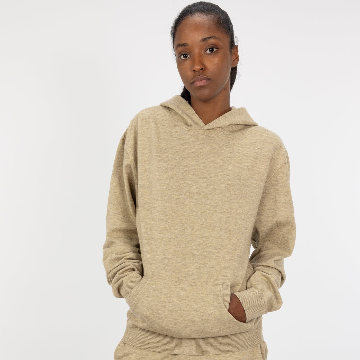 Sweater Knit Hoodie - Camel