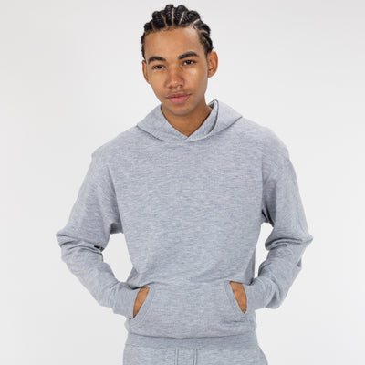 Sweater Knit Hoodie - Heather Blue