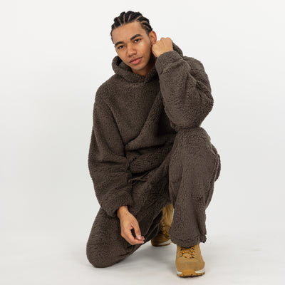 Micro-poly Sherpa Fleece Hoodie - Major Brown