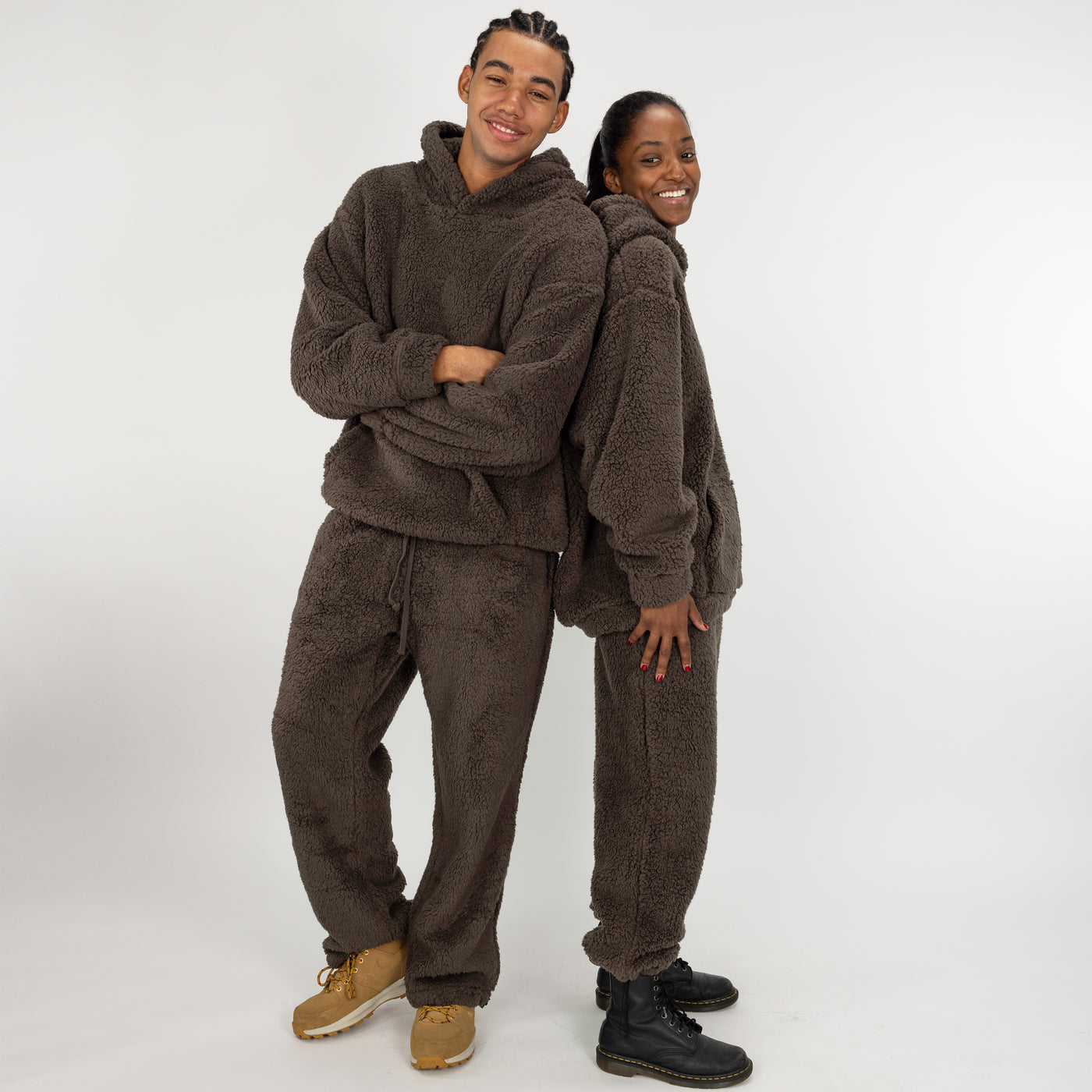 Micro-poly Sherpa Fleece Hoodie - Major Brown